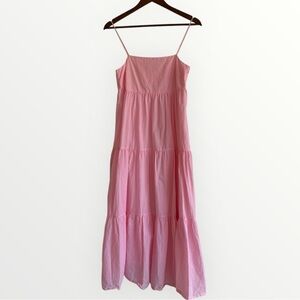 Zara Bloggers Fave Pink Tiered Flowy 100% Cotton Dress Size Small
